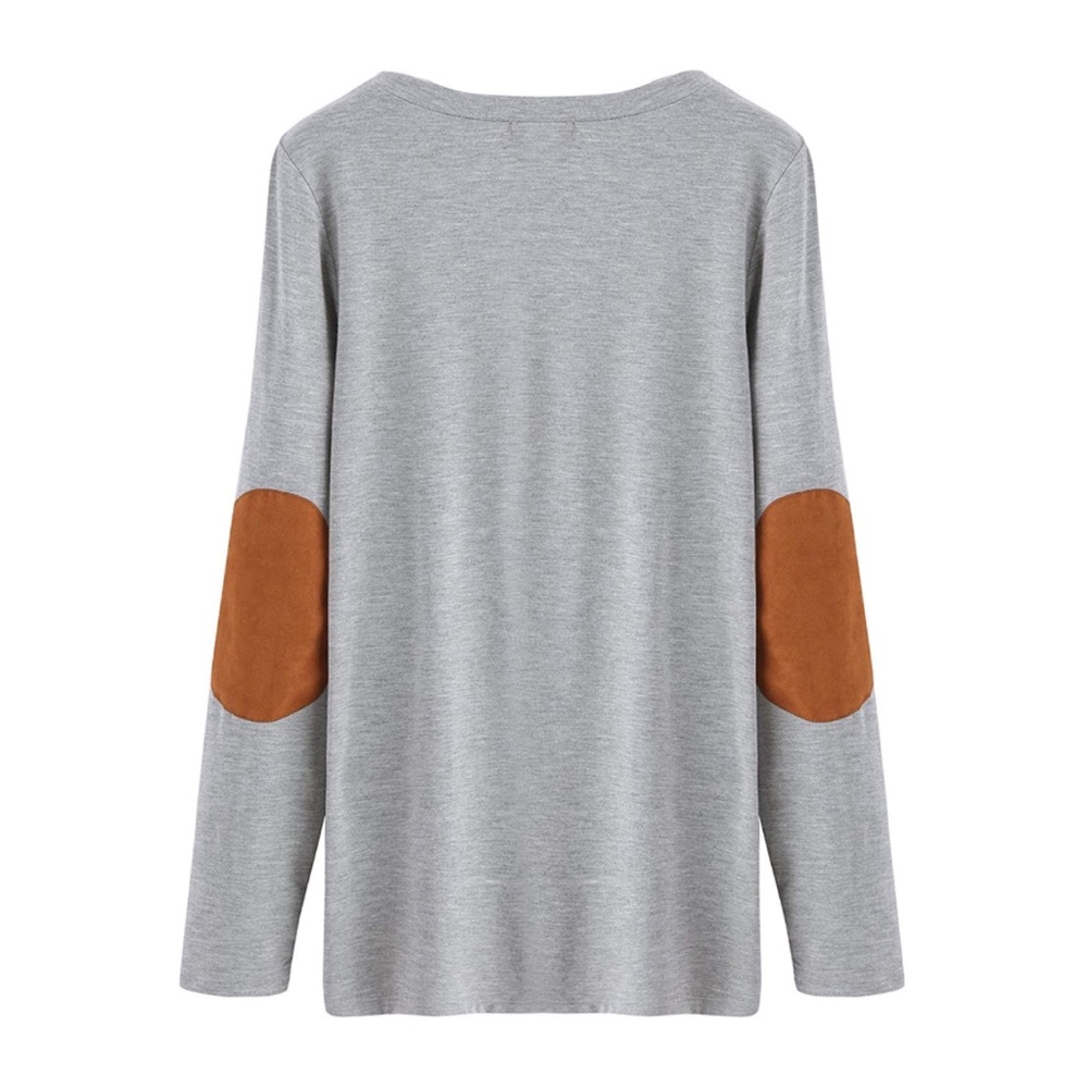 Elbow Patch Super Soft Long Sleeve Drapey Tee Grey - Picture 5 of 8